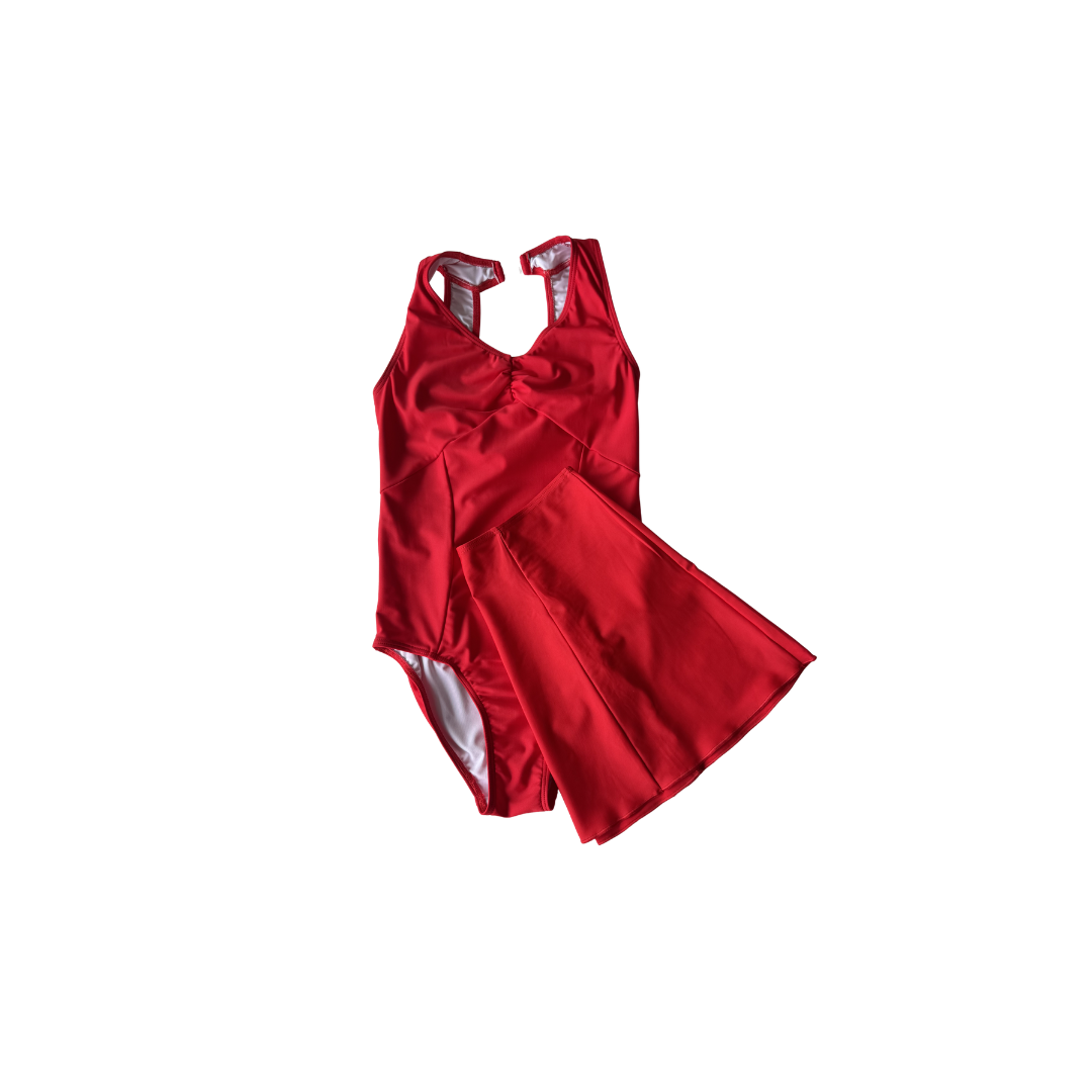 Leotard and EP Skirt Set 'Willow'  Red Coat - Adult 10