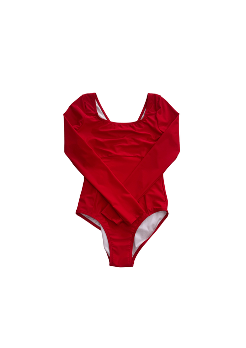 'Riley Long Sleeve Lycra' Leotard - Red Coat
