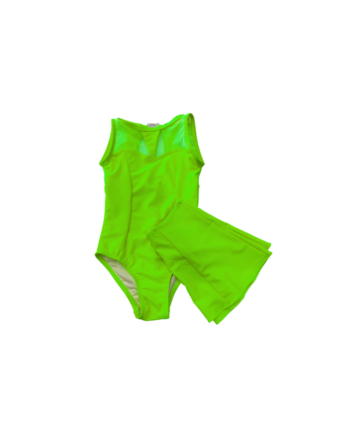 Leotard and EP skirt Set "Kendall" Acid Lime Child 10 / Child 12